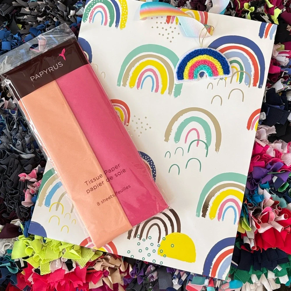 🆕Papyrus Rainbow Gift Bag And Tissue Paper Bundle